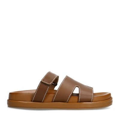 Claquettes en cuir avec bande velcro SACHA
