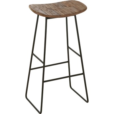 Tabouret rectangulaire teck recyclé naturel style industriel RECOLLECTION