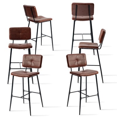 Lot de 6 tabourets de bar en simili rétro vintage, POMONA MEUBLES COSY
