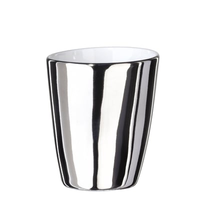Tasse à Expresso Assoiffée Porcelaine Blanc Brillant et Platine Diam 5 cm TSE ET TSE ASSOCIÉES