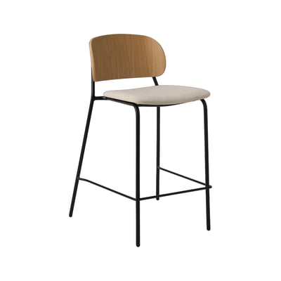 Chaise d'îlot 65 cm tissu et bois pieds métal - SOFIA CAMIF