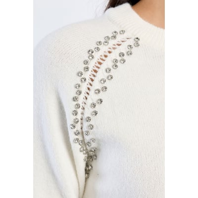 Pull en maille, broderies ajourées et clous LILI SIDONIO