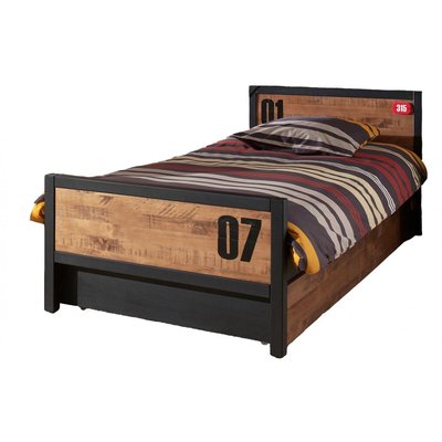 ALEX Lit Simple 90x200 pin massif + Sommier + Lit gigogne VIPACK