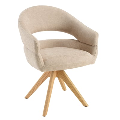 Chaise pivotante beige - pieds bois LINEA PIER IMPORT