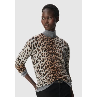 Pull tricot 100% cachemire motif léopard IKKS