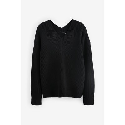 Pull en maille côtelée décontracté à col v NEXT