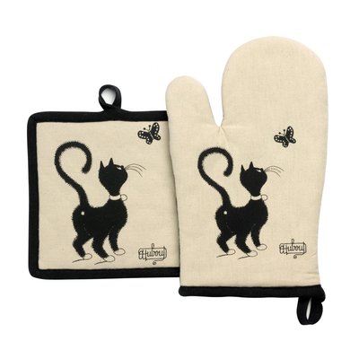 Gant de cuisine + Manique Dubout Chat Papillon WINKLER