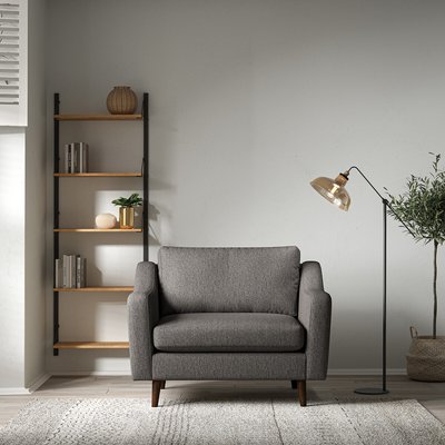 Rosa Curve Soft Woven Snuggle Chair with Dark Wood Legs SO'HOME