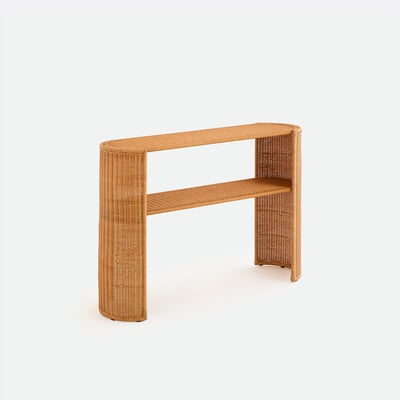 Console en rotin tressé, double plateaux, JOEMA LA REDOUTE INTERIEURS