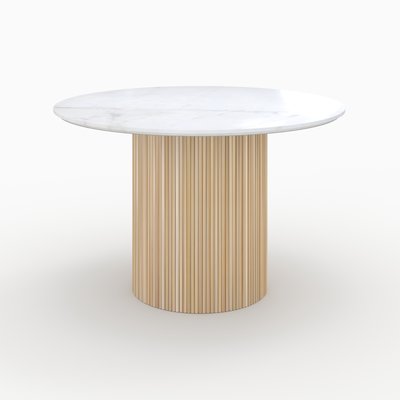 Table ronde 4 personnes en marbre de manguier D120 cm - AGATHE RENDEZ-VOUS DÉCO