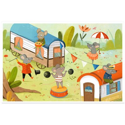 Affiche enfant roulottes de cirque HEXOA