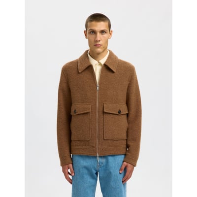 Veste En Laine Bouillie Marron Vintage - Taille 38 - Occasion Très Bon État