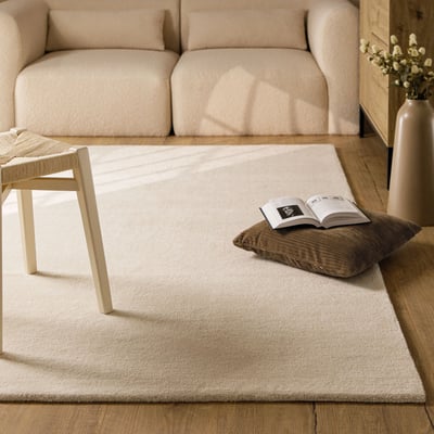 WECONhome Malibu, tufté main, laine vierge, tapis en laine, certifié OEKO-TEX® (40 x 60 cm, beige crème) ,  MALIBU ZERO ESPRIT