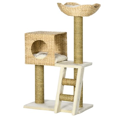 Arbre à chat style cosy chic quenouille peluche polyester PAWHUT