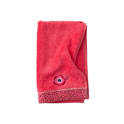 Serviette invité coton coquelicot ROSELLA CARRE BLANC