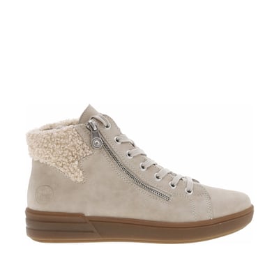 Bottines beiges à talon plat avec des lacets et un zip latéral RIEKER