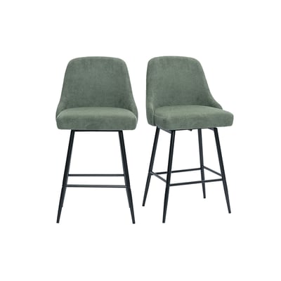 Tabourets de bar pivotants 360° en tissu chenille terre brûlée et métal H66 cm (lot de 2) HASTA MILIBOO