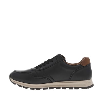 Sneakers cognac plates avec lacets plats marron et zip latéral RIEKER