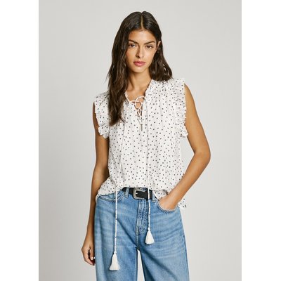 Kurzärmelige Bluse mit Tupfenmuster, PEPE JEANS