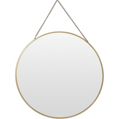 Miroir Doré Rond Suspendu avec Chaînette - diamètre 29cm WADIGA