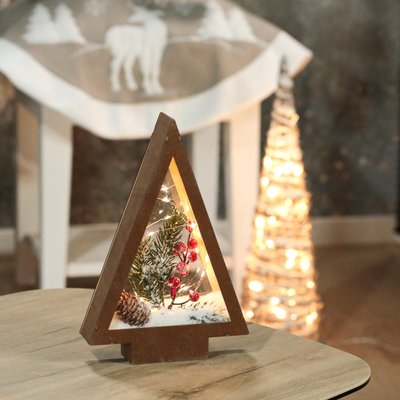 Petit sapin de Noël lumineux en bois H 28 cm PIER IMPORT
