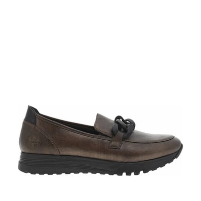 Mocassins en cuir bronze avec semelle à talon plat et maillons décoratifs RIEKER