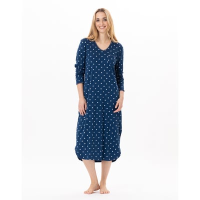 Chemise De Nuit Femme Manches Longues – 100% Coton Doux Extensible – Coupe Ajustée Ourlet Fendu – Pour Maison, Maternité – Taille S à XXL