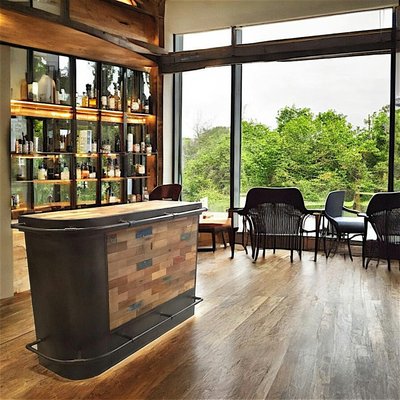 Meuble bar bois recyclé arrondi à gauche 164x60 CARAVELLE PIER IMPORT