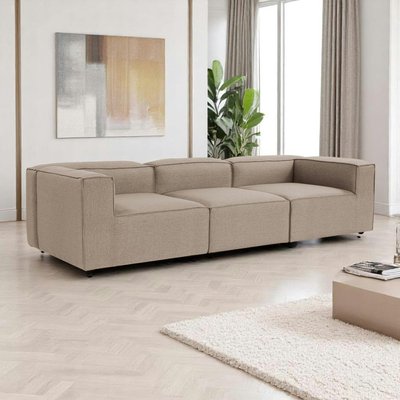 Canapé modulable 3 places en lin - taupe SPELLO PIER IMPORT