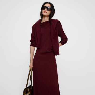 Robe ajustée bouclée à encolure bateau ADOLFO DOMINGUEZ