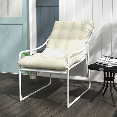 Fauteuil lounge de jardin avec coussin acier époxy polyester OUTSUNNY