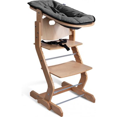 Chaise haute en bois naturel avec attache bébé TISSI