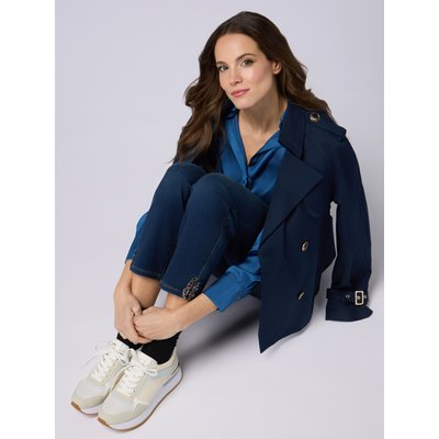 Jean boyslim réalisé en denim de coton stretch avec un lavage foncé OLTRE