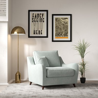 Amelia Soft Brushed Armchair with Dark Wood Legs SO'HOME