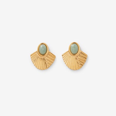 Boucles d'oreilles demi-lune en acier inoxydable avec pierre BALABOOSTE