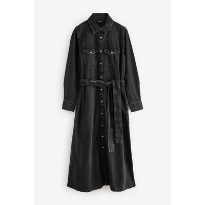 Robe chemise western mi-longue en jean NEXT