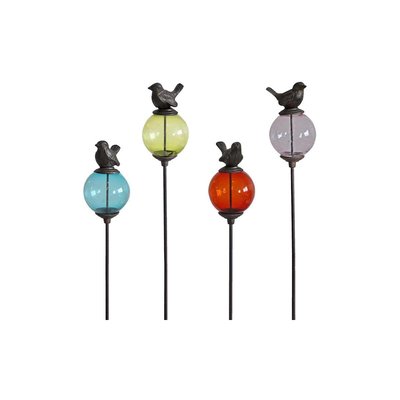 Set de 4 tuteurs boules colorées Animaux Oiseaux queues hautes JARDINDECO
