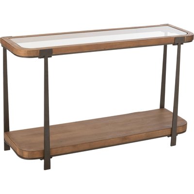 Console bois sapin et verre naturel finition noire élégante RECOLLECTION