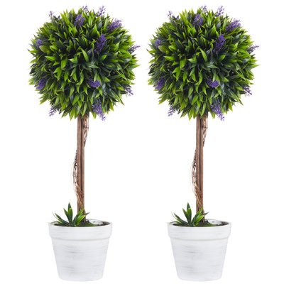 Lot de 2 plantes artificielles avec fleurs de lavande et pots HOMCOM