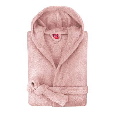 Peignoir à capuche enfant 100% coton peigné, TOUT SIMPLEMENT BAIN BLANC CERISE