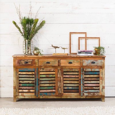 Buffet à  lattes en bois coloré  ETHNIK MADE IN MEUBLES 