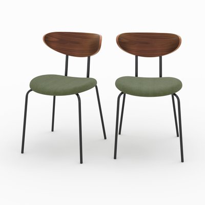 Lot de 2 chaises en velours côtelé et dossier en noyer - JADE MAISON PAVANE