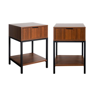 Table de chevet décor noyer et métal 1 tiroir (lot de 2) WALNUT SWEEEK