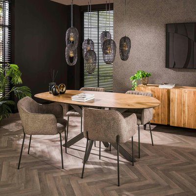Table à manger bords ronds motif chevron, teck recyclé 180 cm MAYA PIER IMPORT
