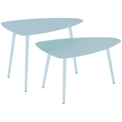 Lot de 2 tables basses gigognes de jardin design acier métal OUTSUNNY