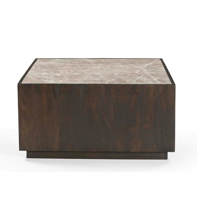 Table basse carrée en marbre et bois brun DUOMO PIER IMPORT