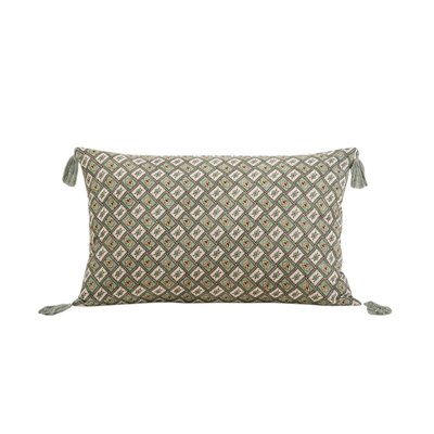 Housse de coussin Satia  en Métis coton et lin au motif floral imprimé Vert 28x47 cm MADURA
