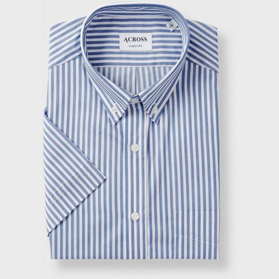 Chemise Confort fit manches courtes à rayures   en voile de coton ACROSS