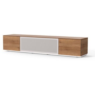 Meuble TV TV porte centrale metal perfore blanche SONOROUS