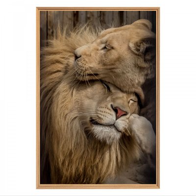 Tableau mural mat encadré couple lion CEANOTHE